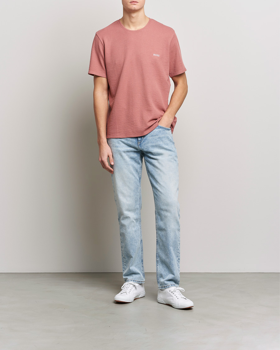 Herr | T-Shirts | BOSS BLACK | Waffle Logo Crew Neck T-Shirt Open Pink