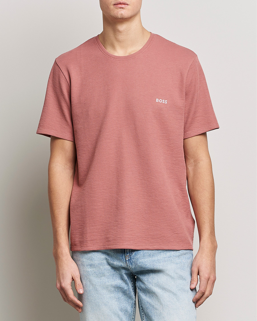 Herr | T-Shirts | BOSS BLACK | Waffle Logo Crew Neck T-Shirt Open Pink