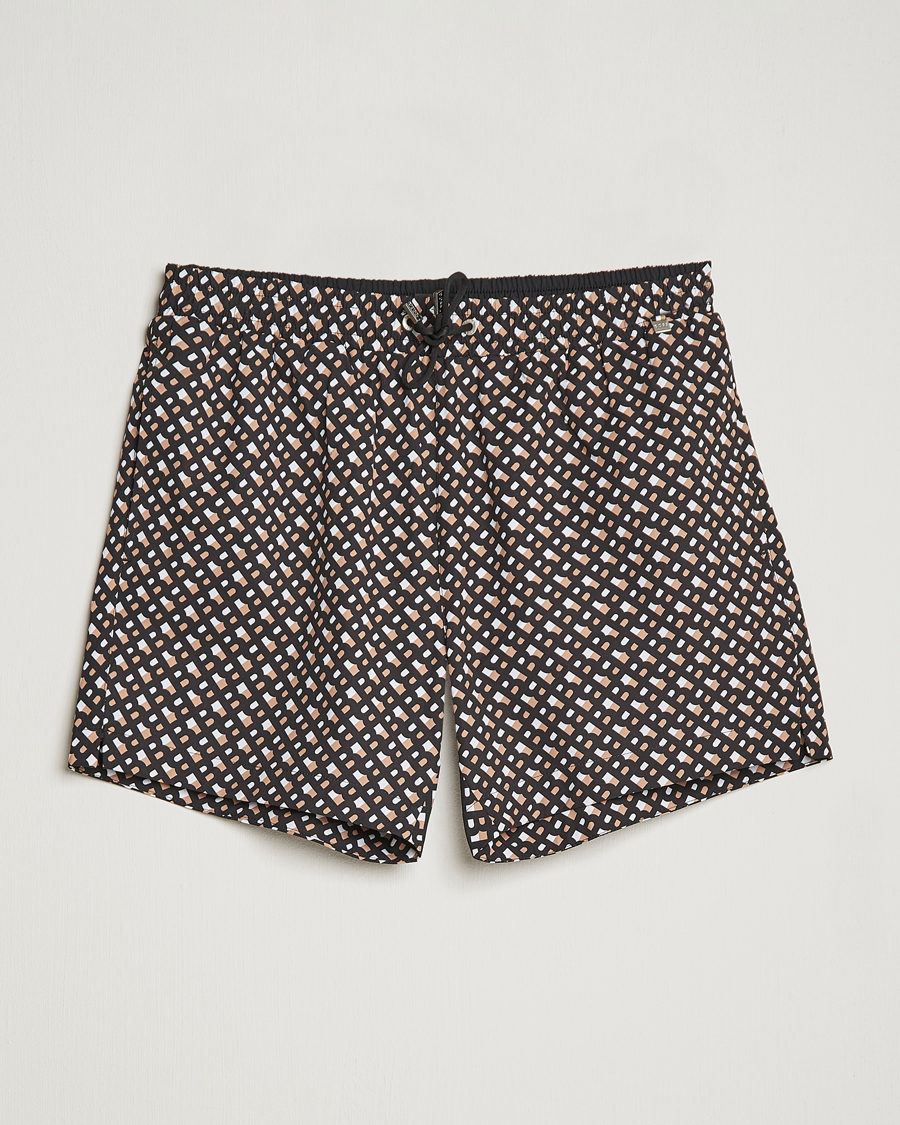 Herr | Badbyxor | BOSS BLACK | Manu Monogram Logo Swimshorts Black