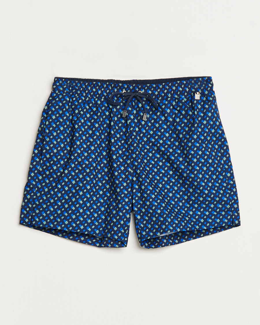 Herr | Badbyxor | BOSS BLACK | Manu Monogram Logo Swimshorts Dark Blue