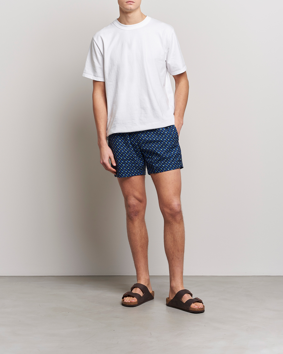 Herr | Badbyxor | BOSS BLACK | Manu Monogram Logo Swimshorts Dark Blue