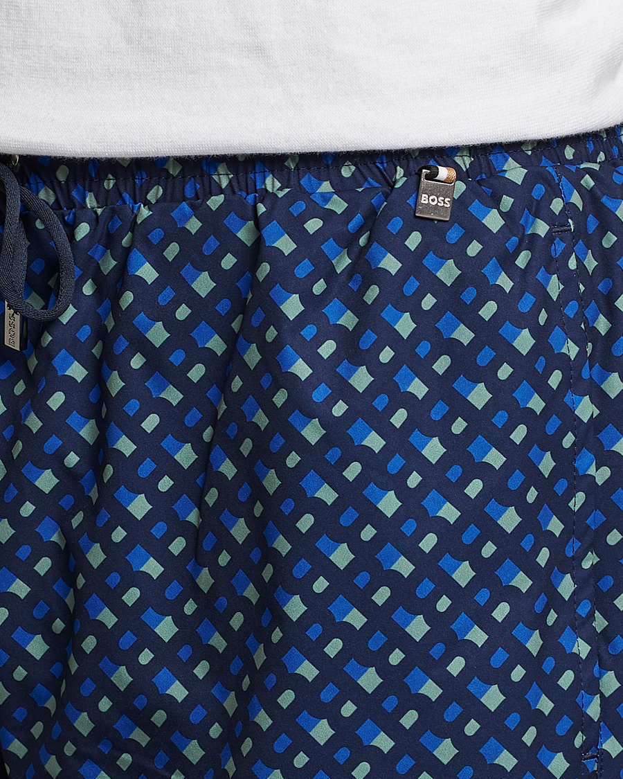 Herr | Badbyxor | BOSS BLACK | Manu Monogram Logo Swimshorts Dark Blue