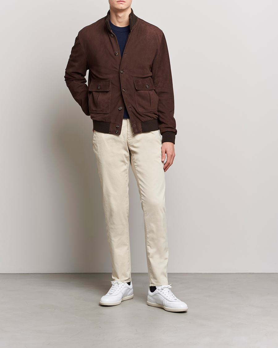 Herr | Byxor | Incotex | Slim Fit Garment Dyed Slacks Off White
