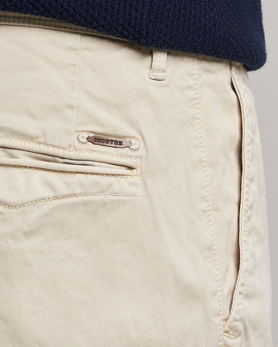 Herr | Byxor | Incotex | Slim Fit Garment Dyed Slacks Off White