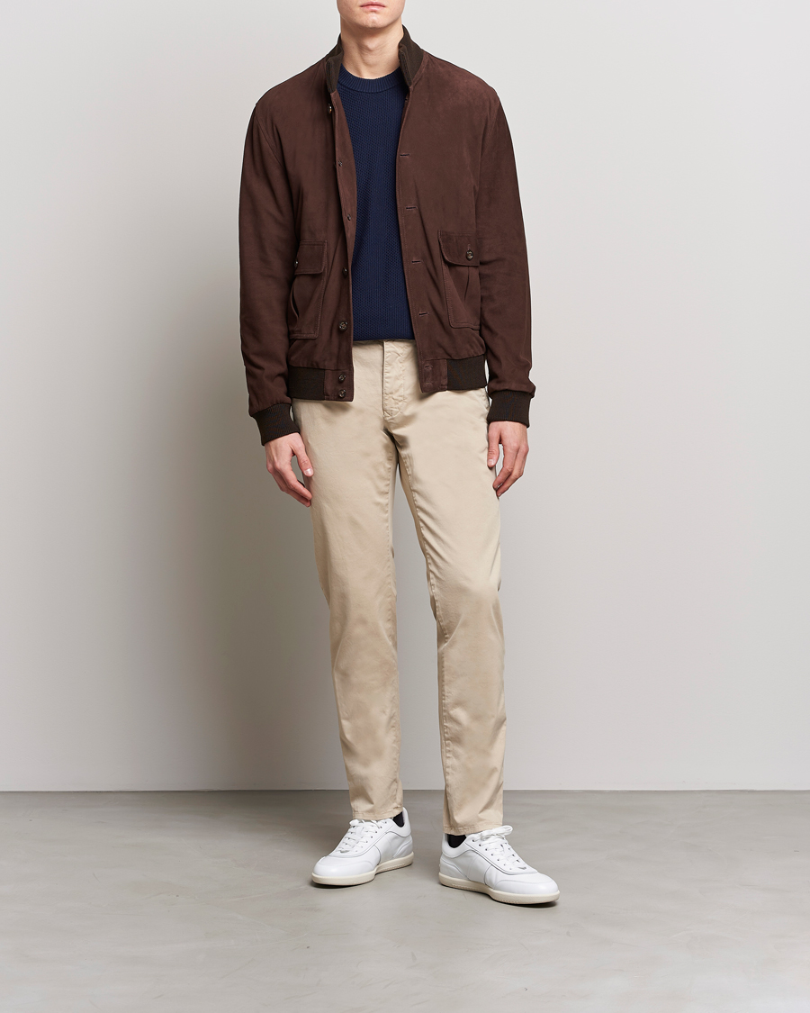 Herr | Byxor | Incotex | Slim Fit Garment Dyed Slacks Beige