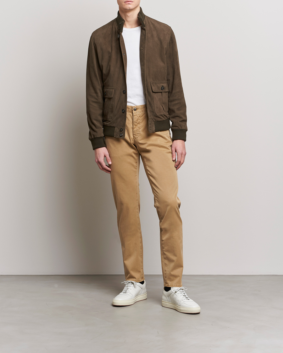 Herr | Byxor | Incotex | Slim Fit Garment Dyed Slacks Khaki