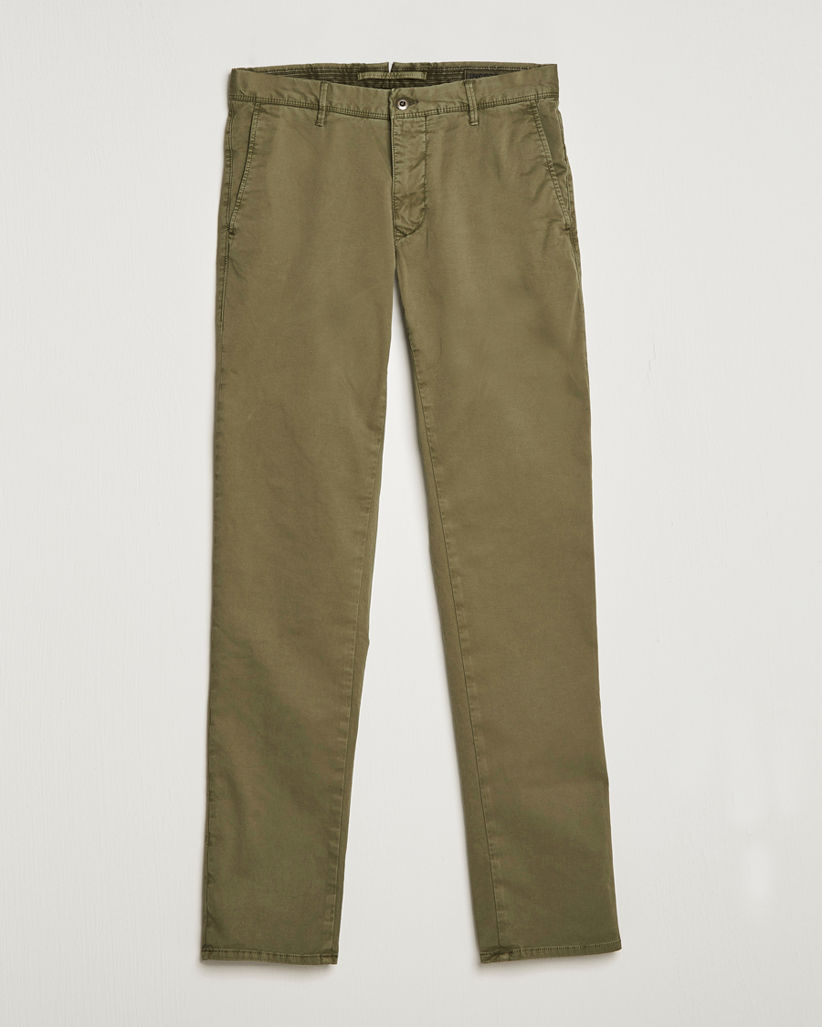 Herr | Byxor | Incotex | Slim Fit Garment Dyed Slacks Olive