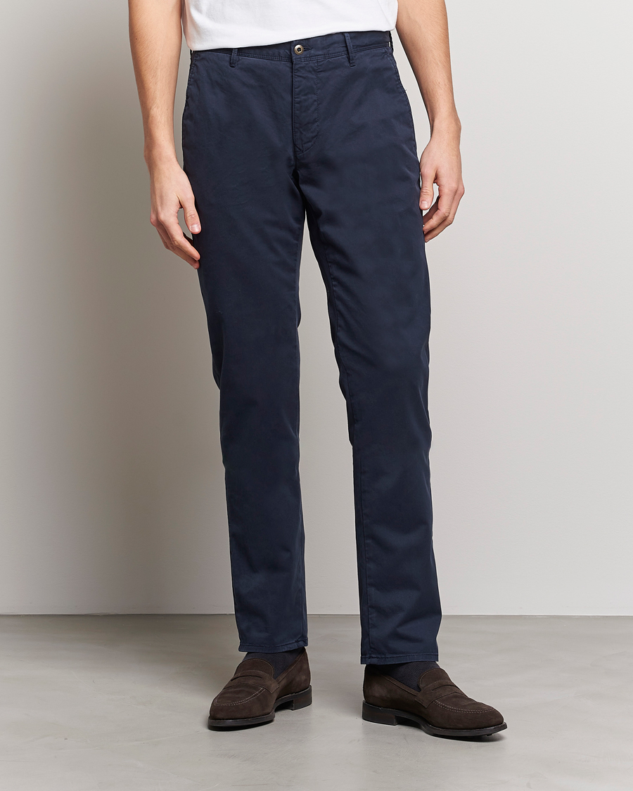 Herr | Byxor | Incotex | Slim Fit Garment Dyed Slacks Navy