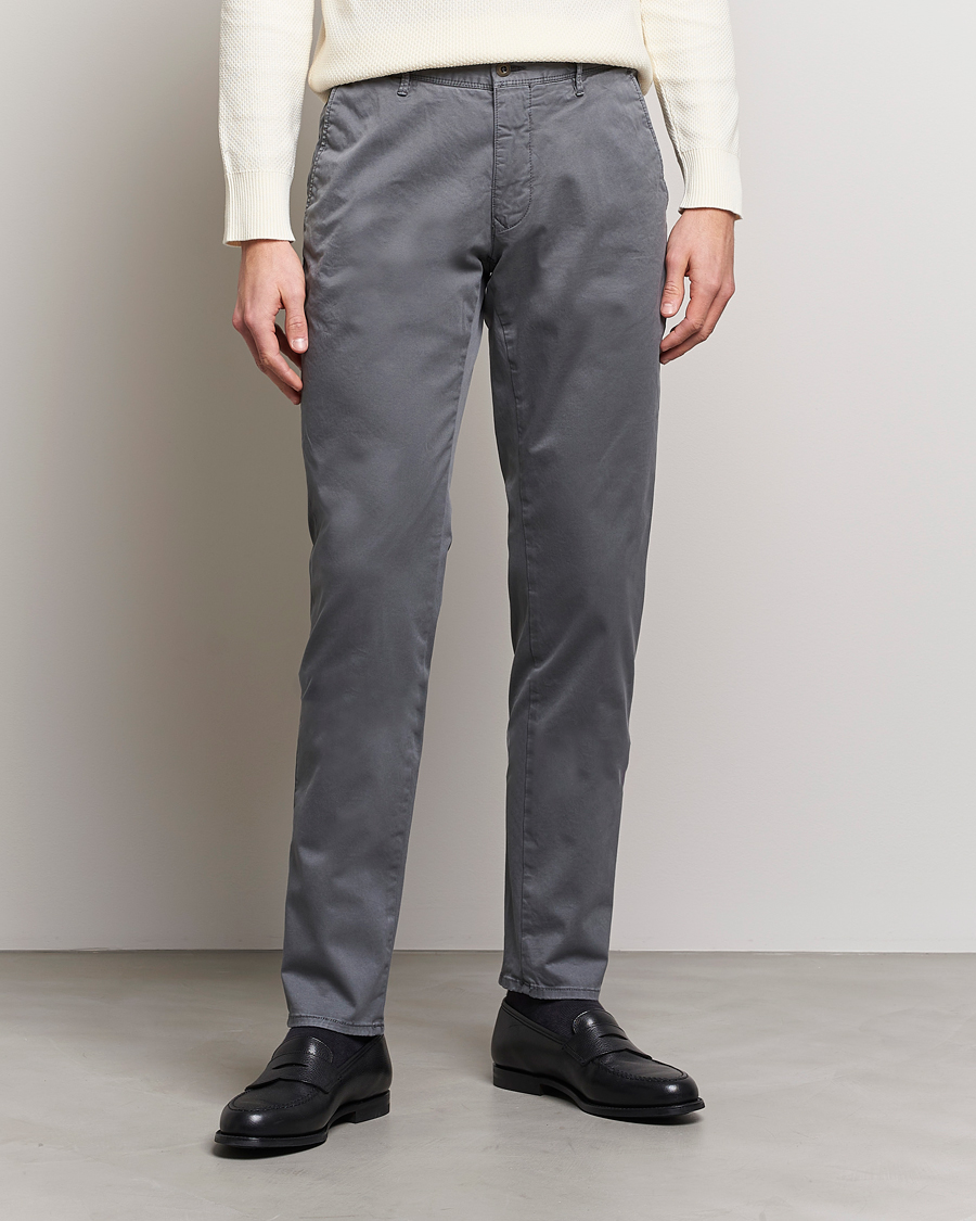 Herr | Byxor | Incotex | Slim Fit Garment Dyed Slacks Dark Grey
