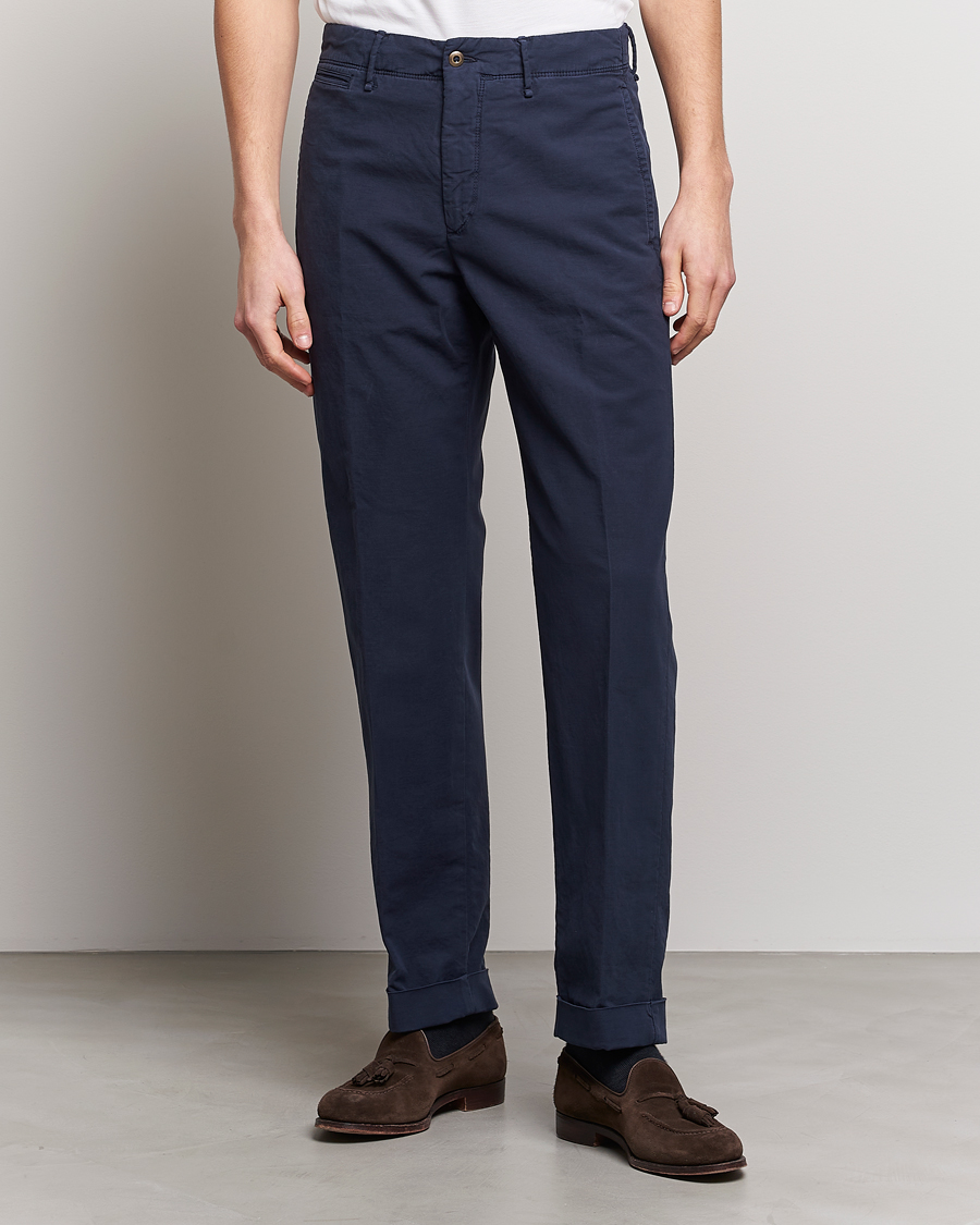 Herr | Chinos | Incotex | Regular Fit Cotton Stretch Slacks Navy