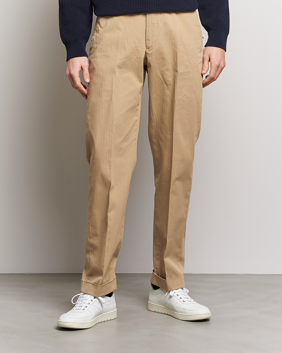Herr | Chinos | Incotex | Regular Fit Herringbone Chinos Khaki