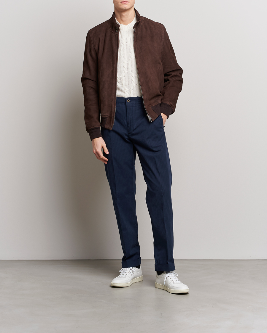 Herr | Byxor | Incotex | Regular Fit Herringbone Chinos Navy