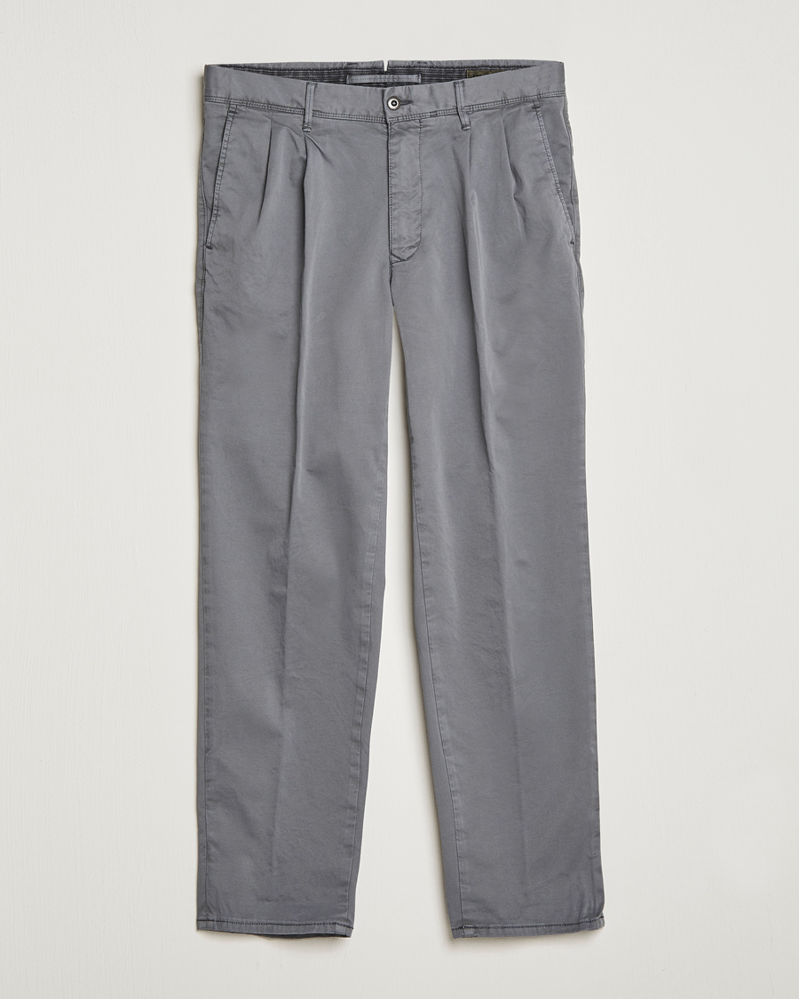 Herr | Byxor | Incotex | Tapered Fit Pleated Slacks Dark Grey