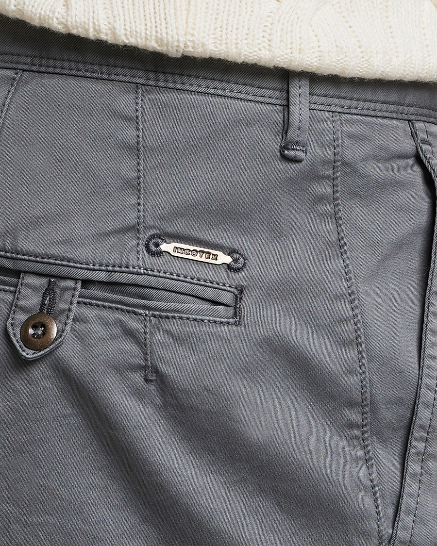 Herr | Byxor | Incotex | Tapered Fit Pleated Slacks Dark Grey