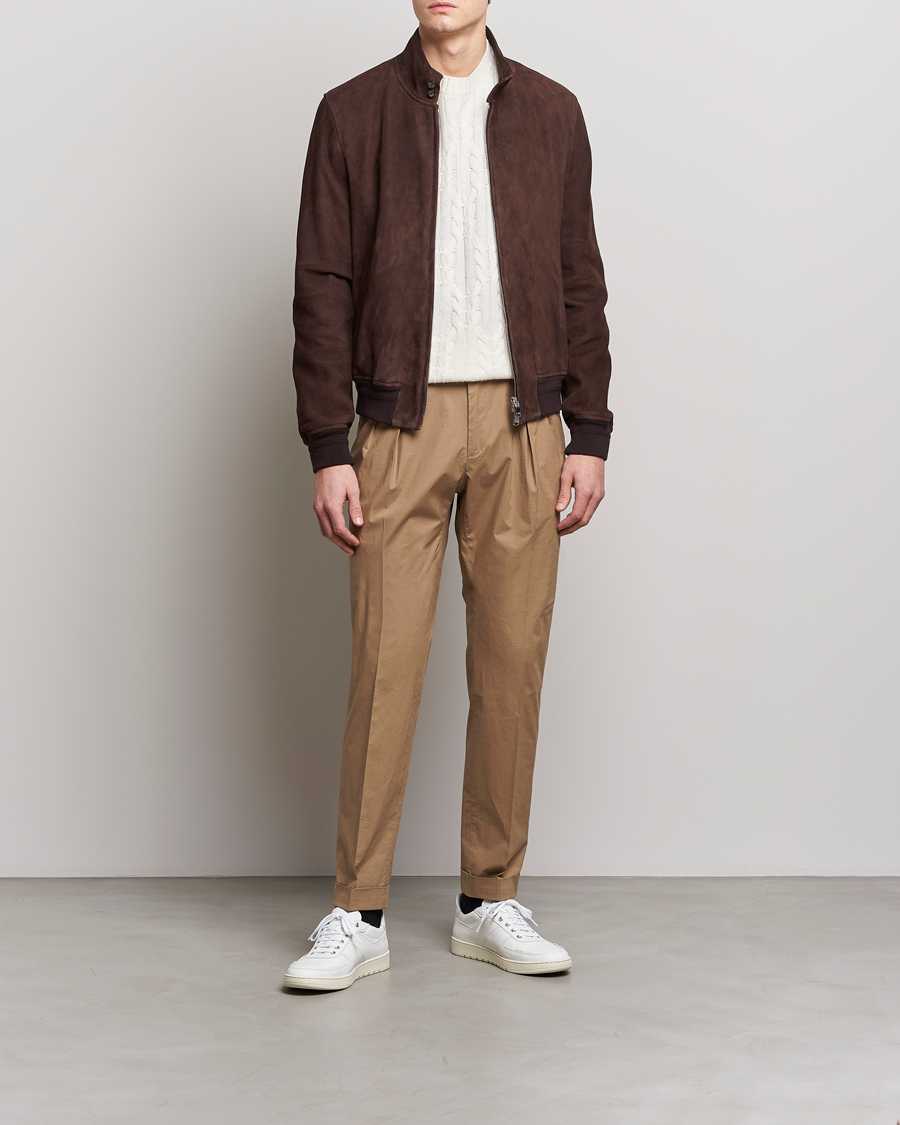 Herr | Byxor | Incotex | Carrot Fit Popelino Lightweight Cotton Trousers Khaki