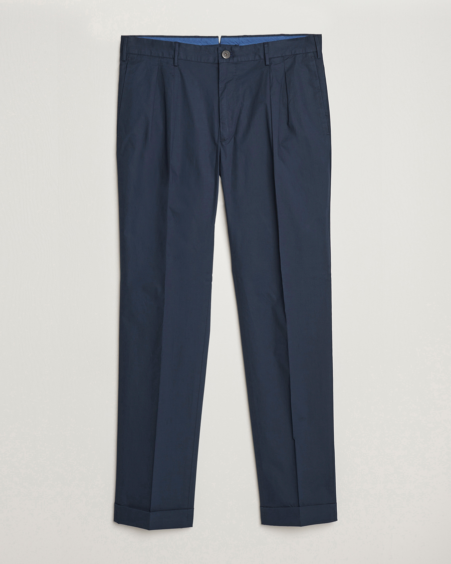 Herr | Byxor | Incotex | Carrot Fit Popelino Lightweight Cotton Trousers Navy