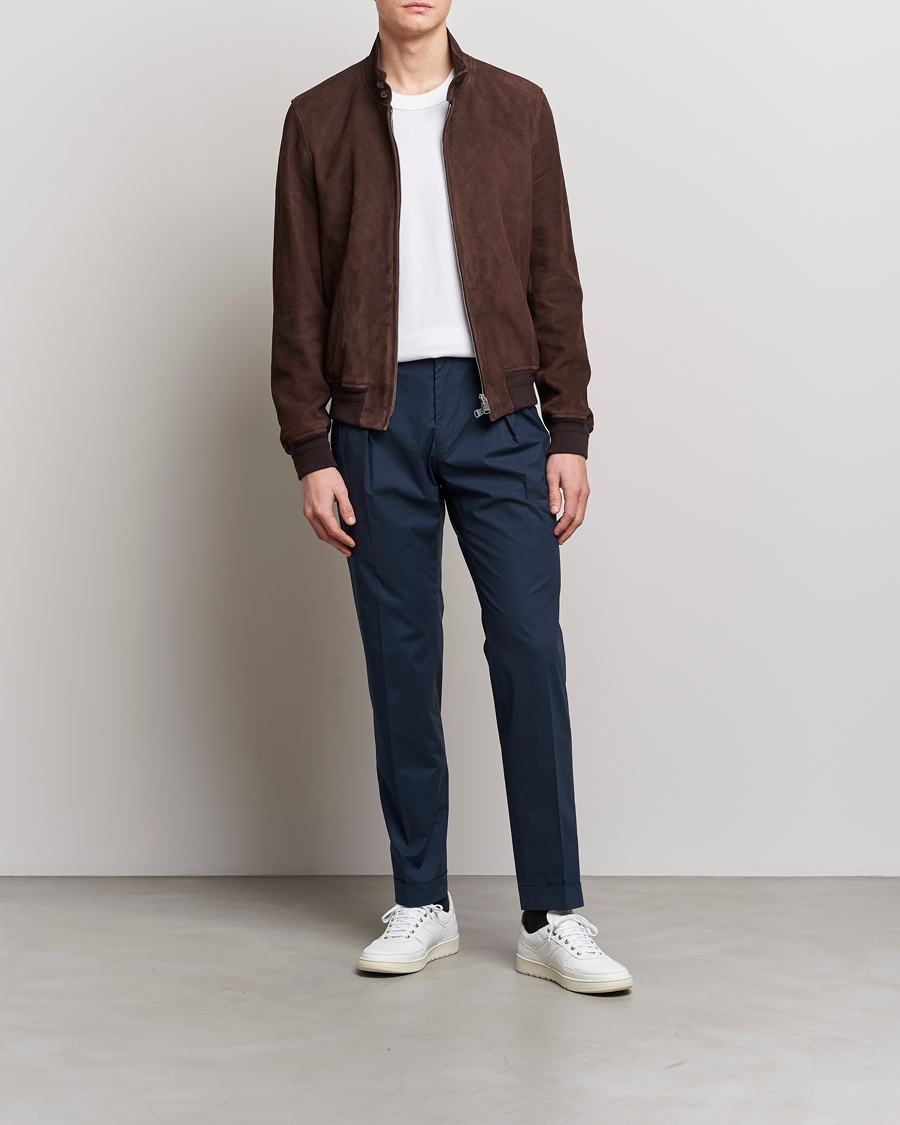Herr | Byxor | Incotex | Carrot Fit Popelino Lightweight Cotton Trousers Navy
