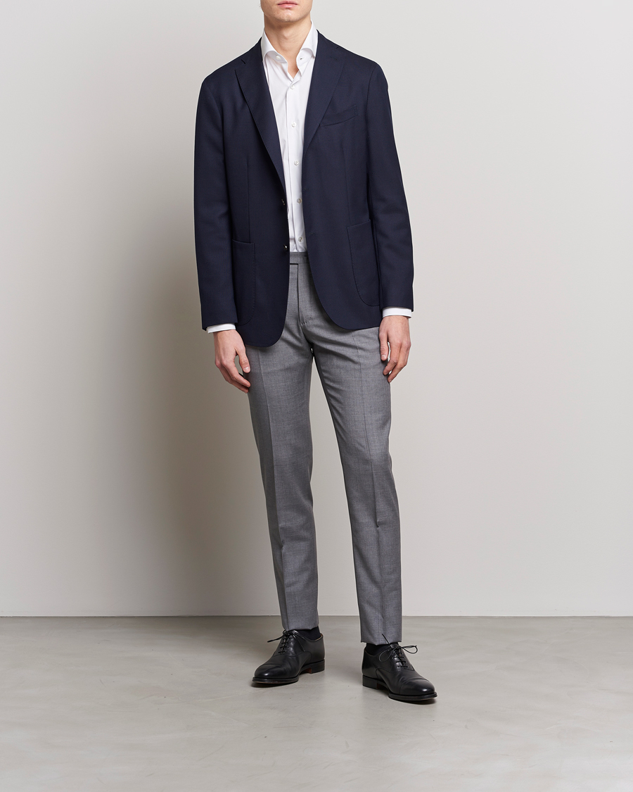 Herr | Byxor | Incotex | Slim Fit Tropical Wool Trousers Light Grey