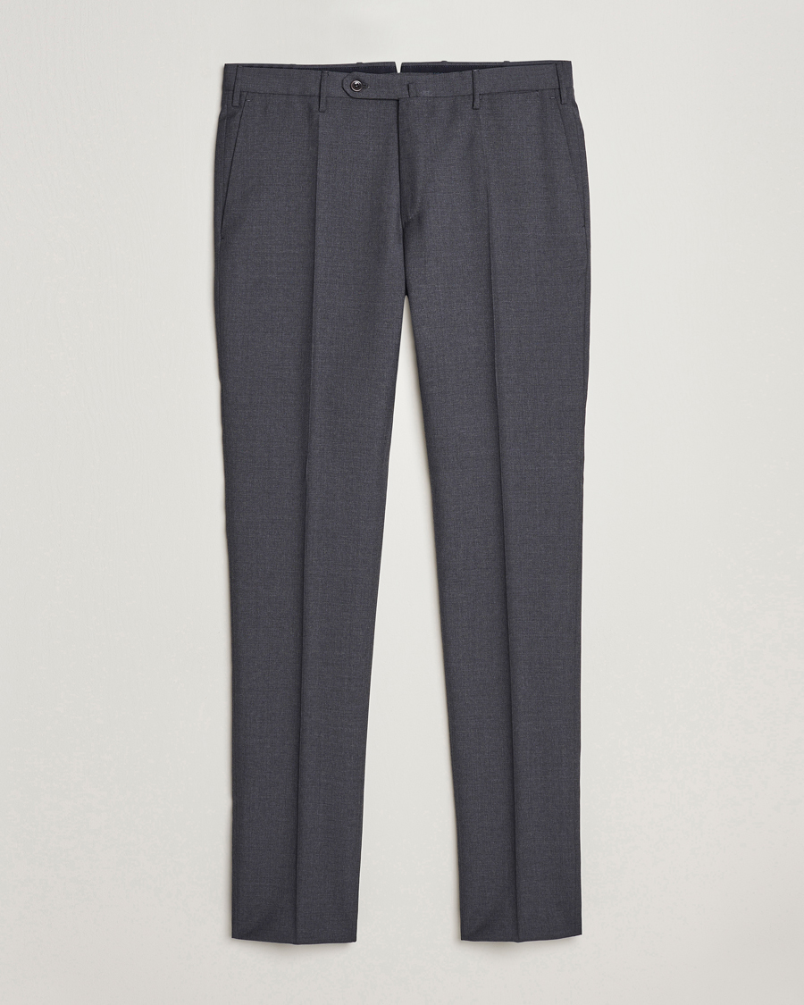 Herr | Byxor | Incotex | Slim Fit Tropical Wool Trousers Dark Grey
