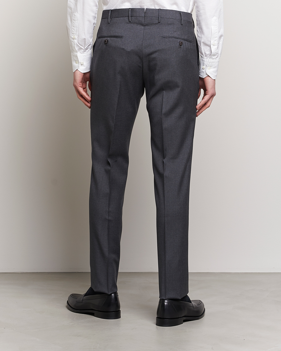 Herr | Byxor | Incotex | Slim Fit Tropical Wool Trousers Dark Grey