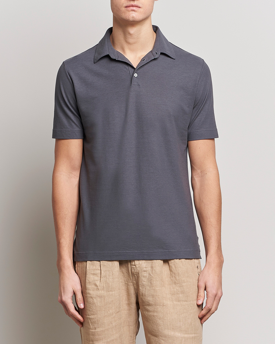 Herr | Pikéer | Zanone | Ice Cotton Polo Dark Grey