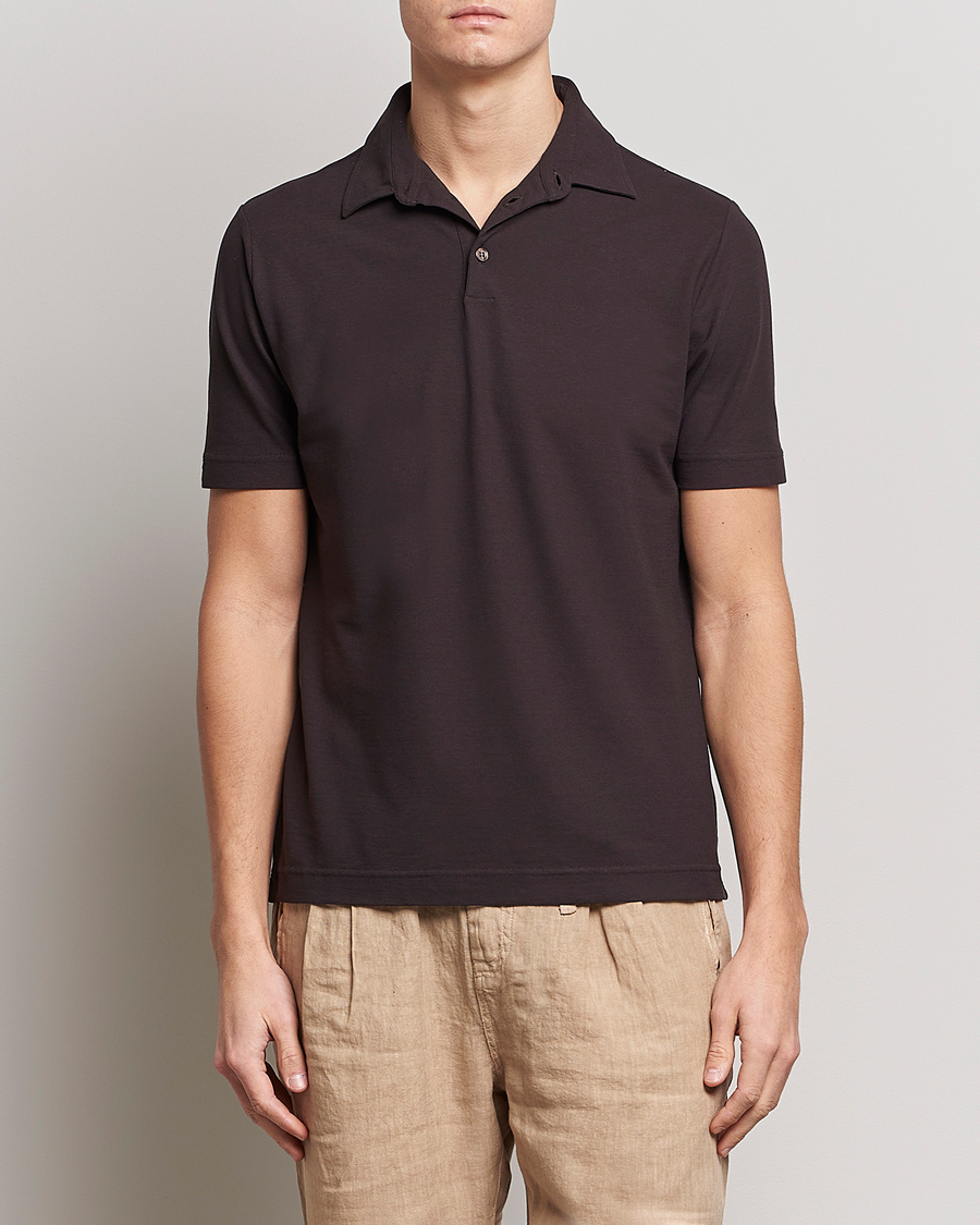 Herr | Zanone | Zanone | Ice Cotton Polo Dark Brown