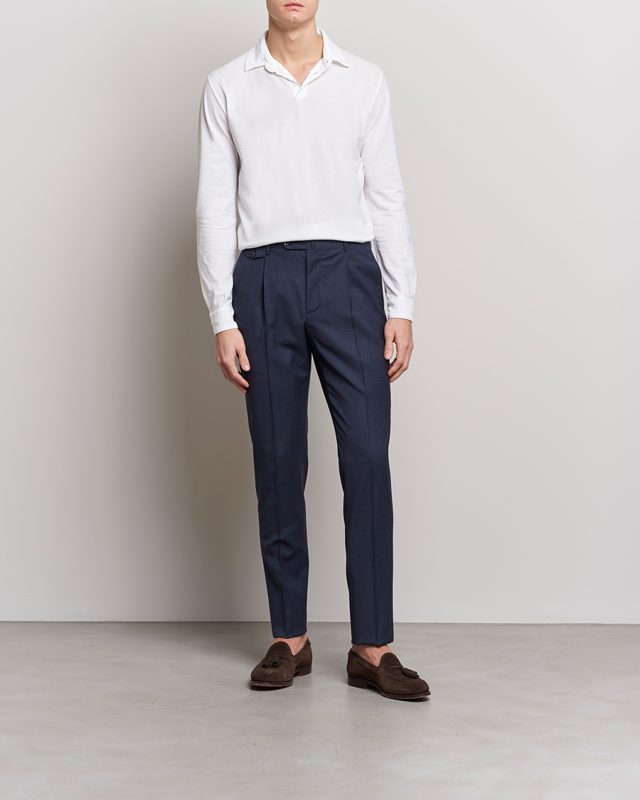 Herr | Tröjor | Zanone | Ice Cotton Long Sleeve Polo White
