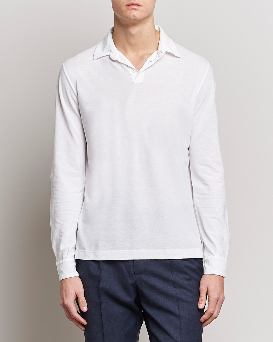 Herr | Tröjor | Zanone | Ice Cotton Long Sleeve Polo White