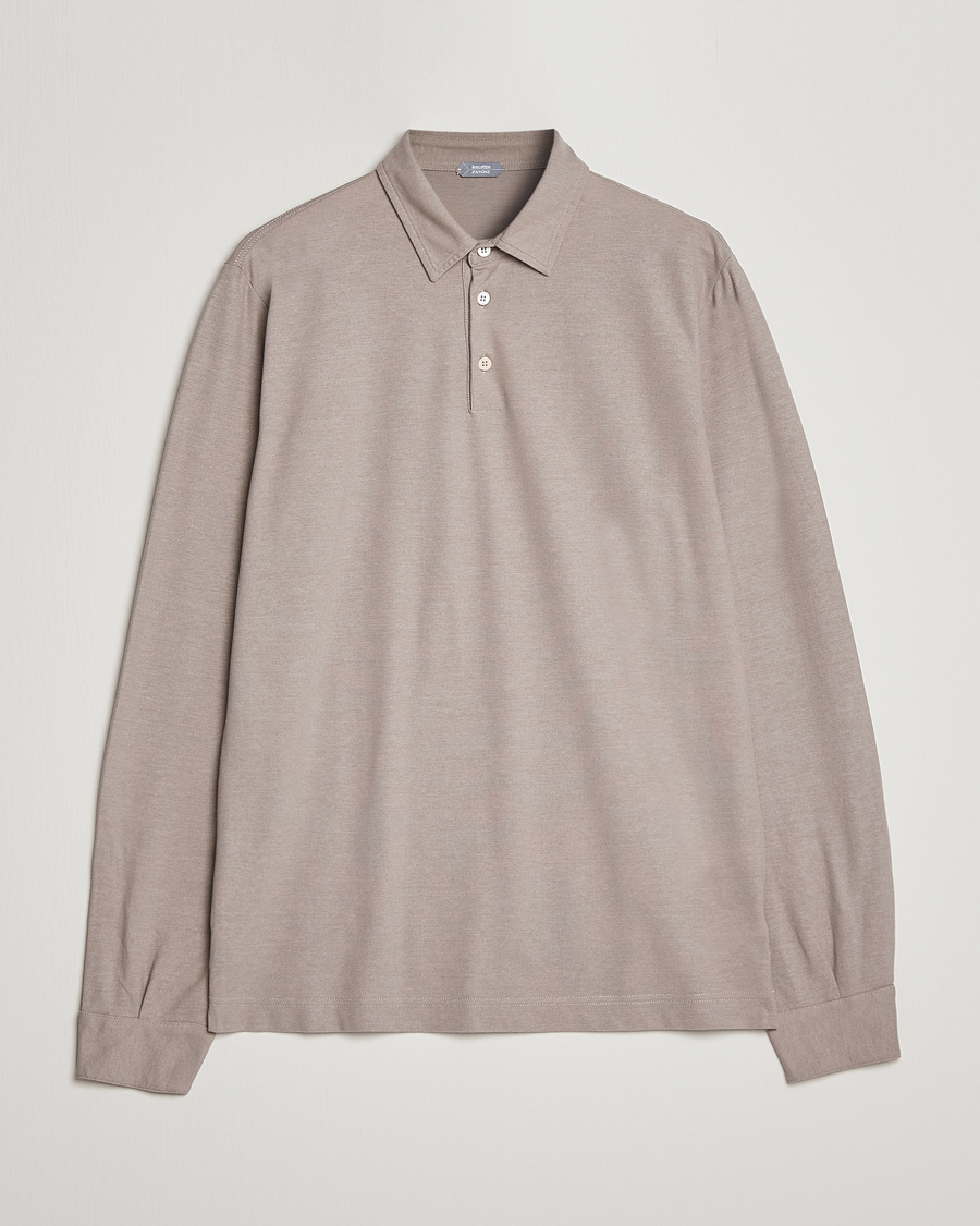 Herr | Tröjor | Zanone | Ice Cotton Long Sleeve Polo Beige