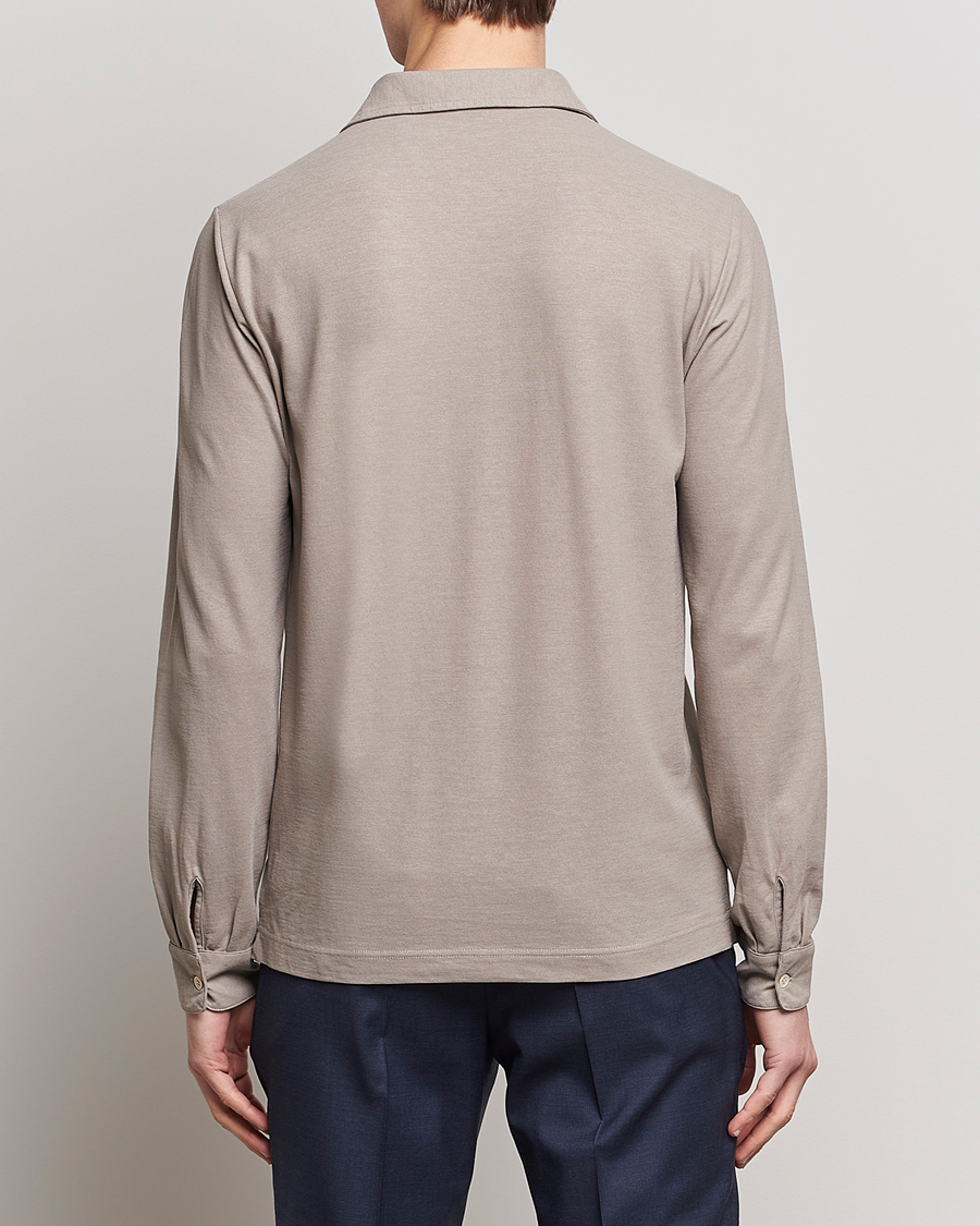 Herr | Tröjor | Zanone | Ice Cotton Long Sleeve Polo Beige