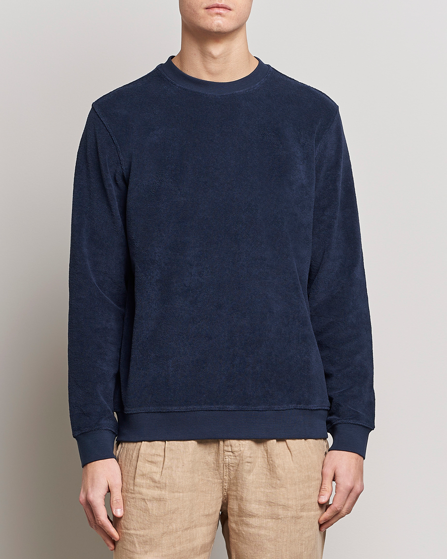 Herr | Zanone | Zanone | Terry Cotton Crew Neck Navy