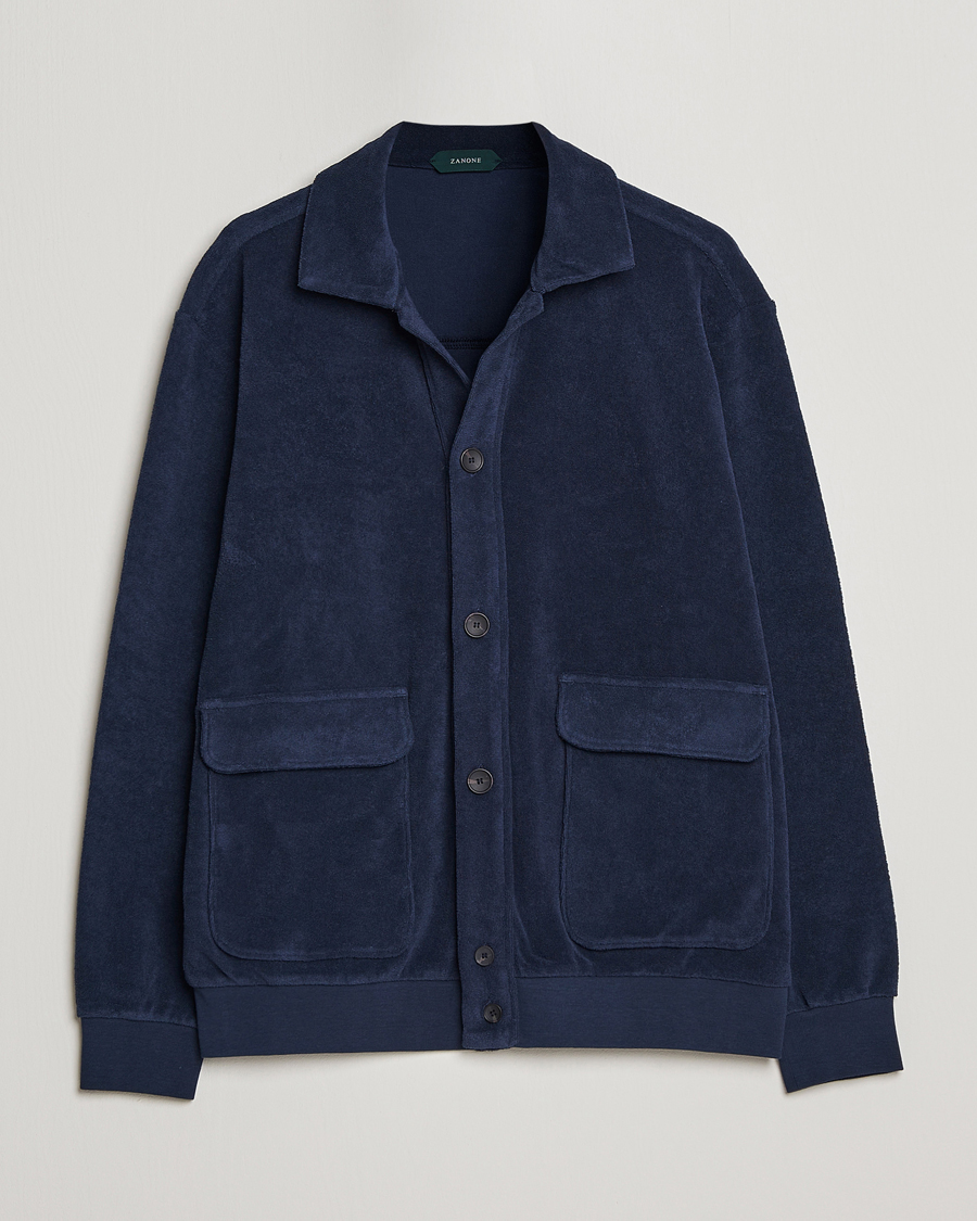 Herr | Tröjor | Zanone | Terry Cotton Jersey Jacket Navy