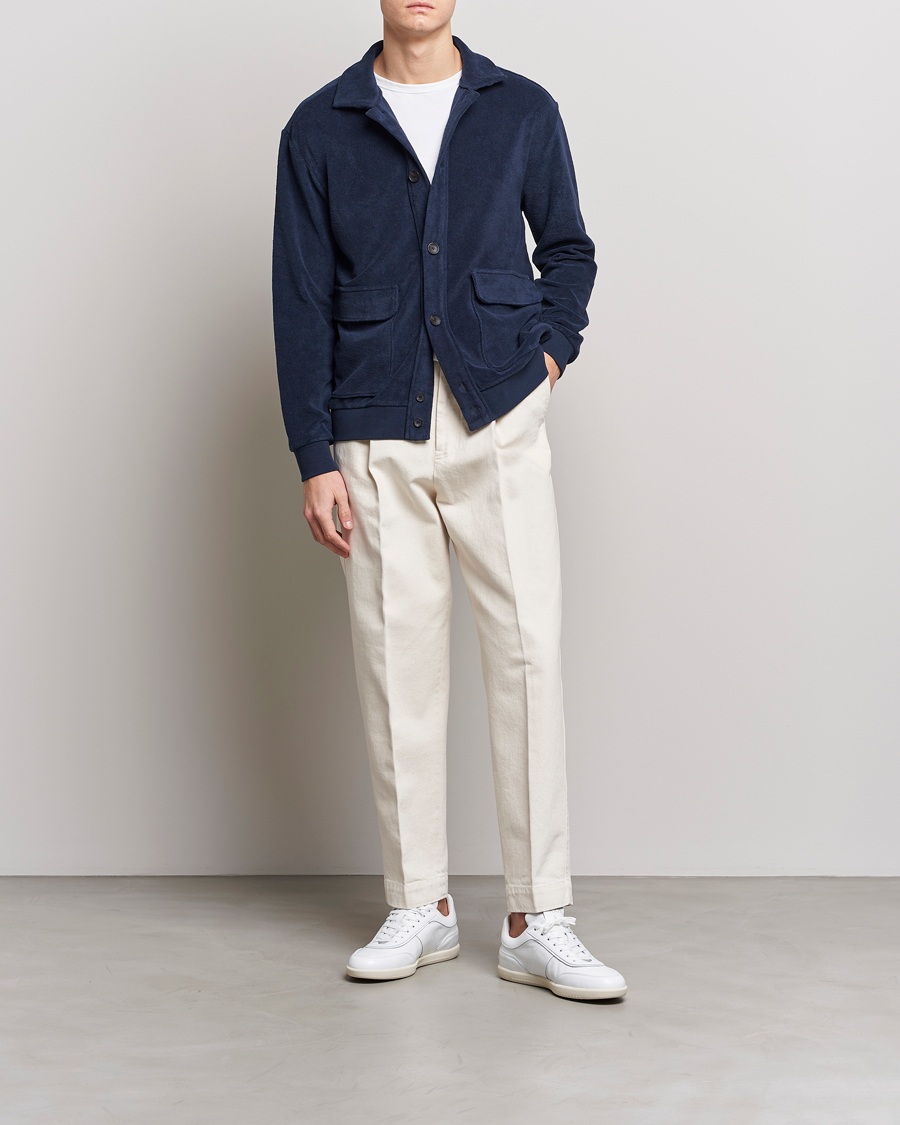 Herr | Tröjor | Zanone | Terry Cotton Jersey Jacket Navy
