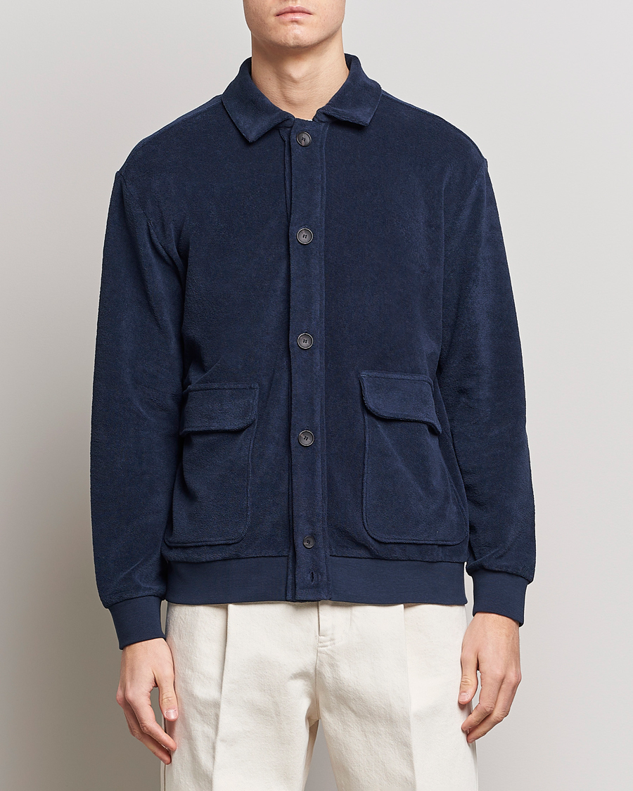 Herr | Tröjor | Zanone | Terry Cotton Jersey Jacket Navy