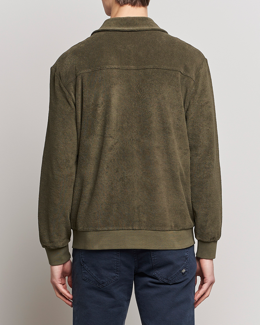 Herr | Tröjor | Zanone | Terry Cotton Jersey Jacket Dark Olive