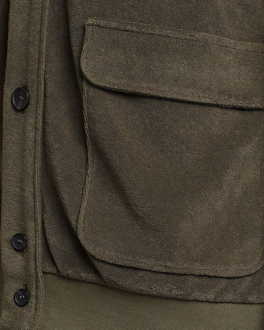 Herr | Tröjor | Zanone | Terry Cotton Jersey Jacket Dark Olive