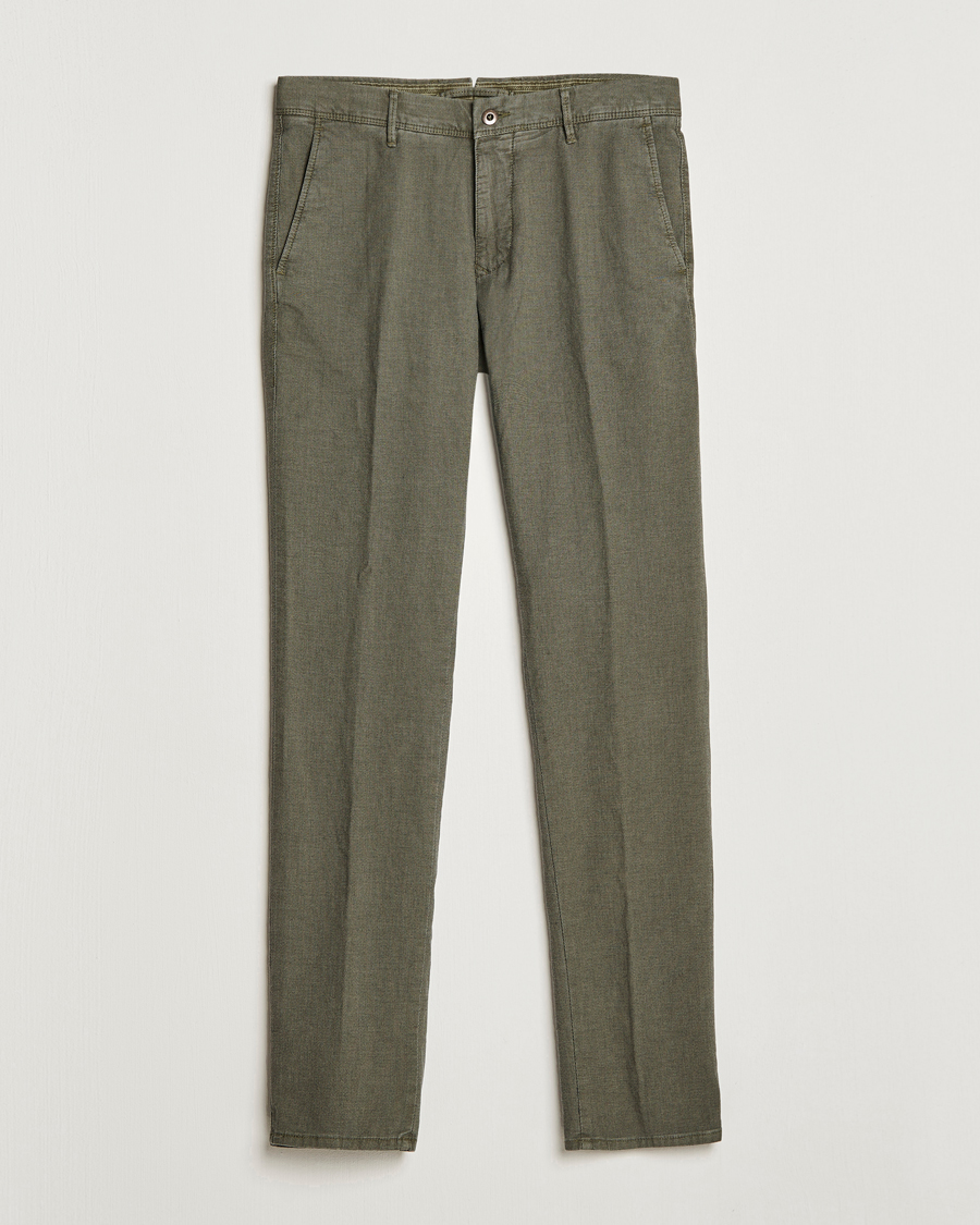 Herr | Byxor | Incotex | Slim Fit Overdyed Pattern Slacks Dark Green