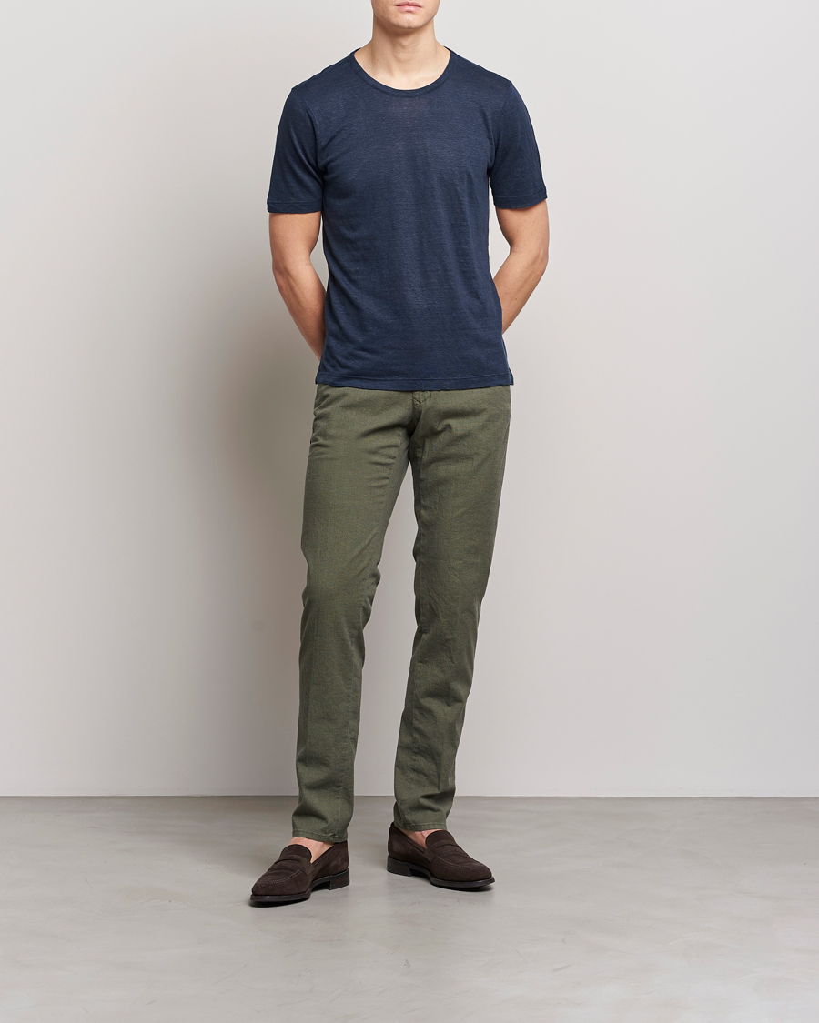 Herr | Byxor | Incotex | Slim Fit Overdyed Pattern Slacks Dark Green