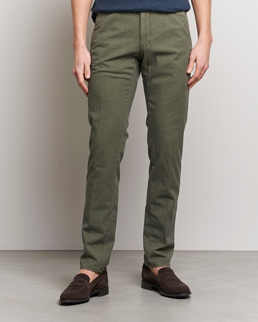 Herr | Byxor | Incotex | Slim Fit Overdyed Pattern Slacks Dark Green