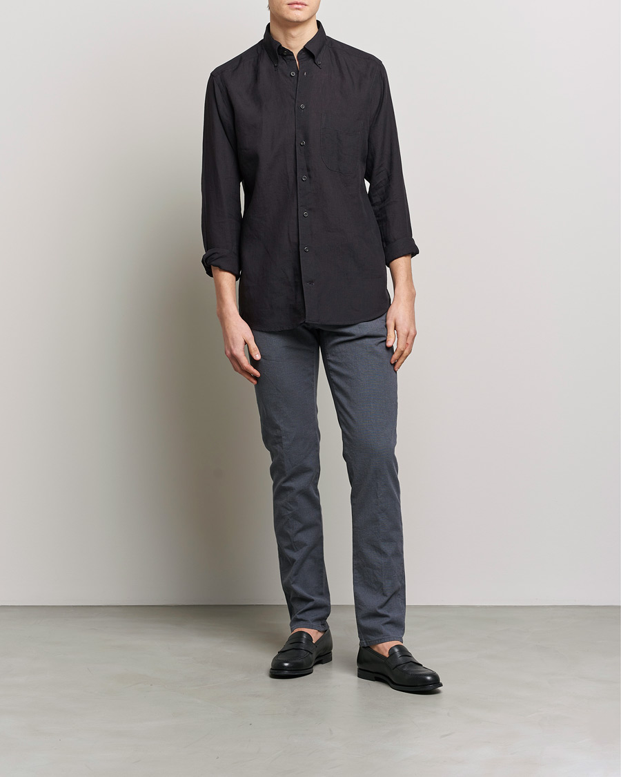 Herr | Byxor | Incotex | Slim Fit Overdyed Pattern Slacks Grey