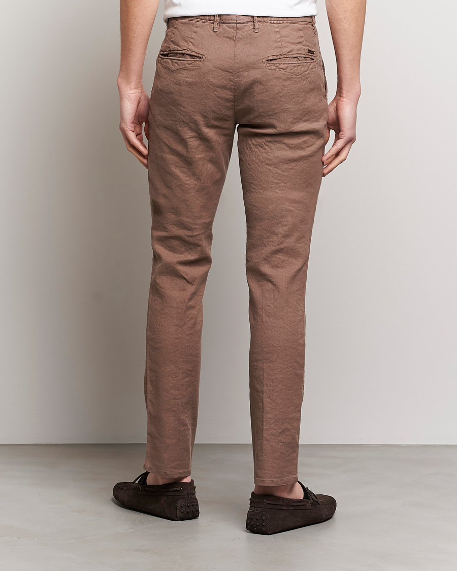 Herr | Byxor | Incotex | Slim Fit Cotton/Linen Slacks Brown