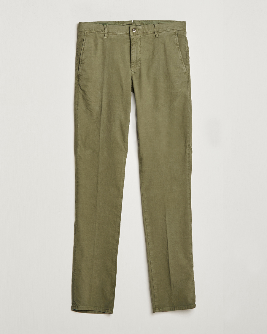 Herr | Byxor | Incotex | Slim Fit Cotton/Linen Slacks Olive