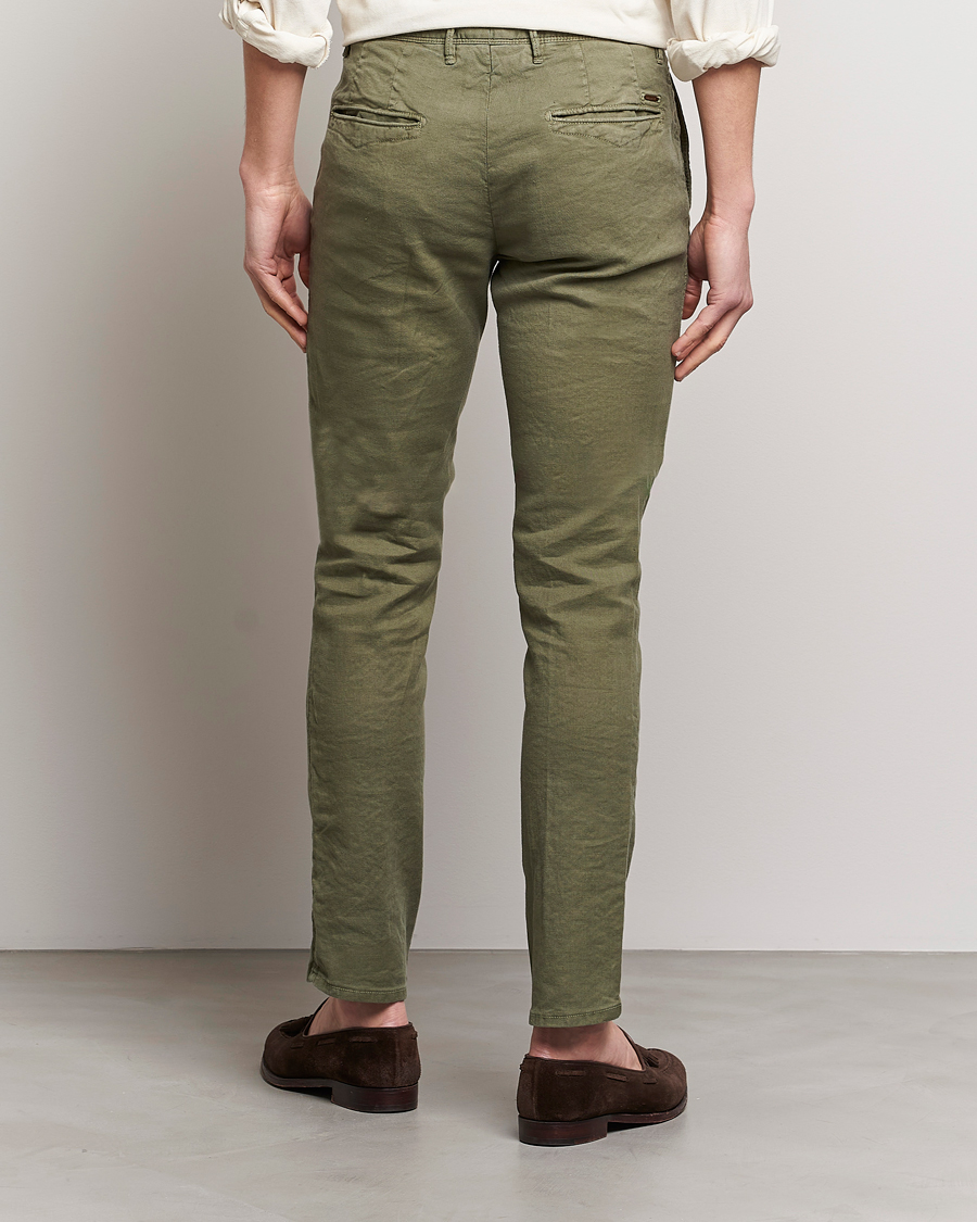 Herr | Byxor | Incotex | Slim Fit Cotton/Linen Slacks Olive