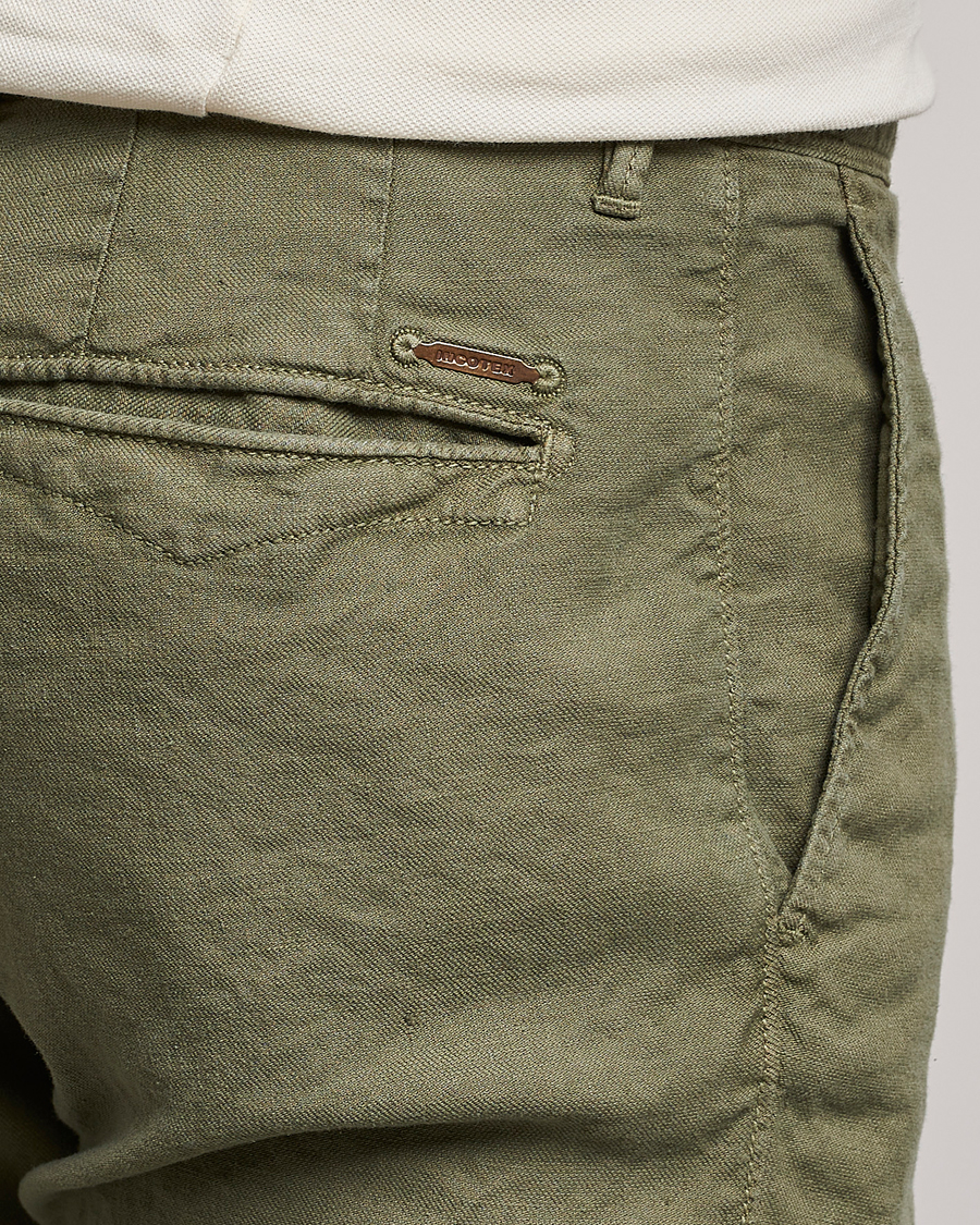 Herr | Byxor | Incotex | Slim Fit Cotton/Linen Slacks Olive