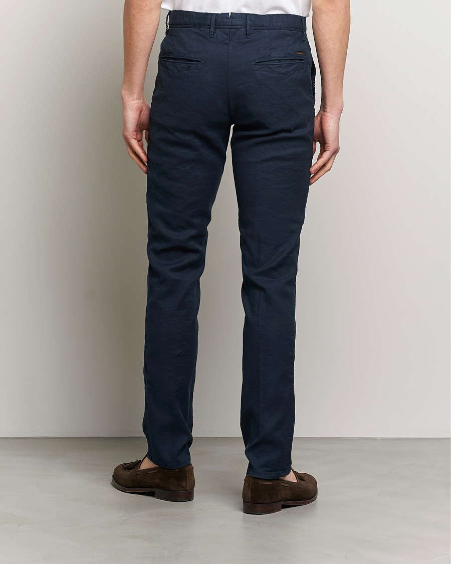 Herr | Byxor | Incotex | Slim Fit Cotton/Linen Slacks Navy