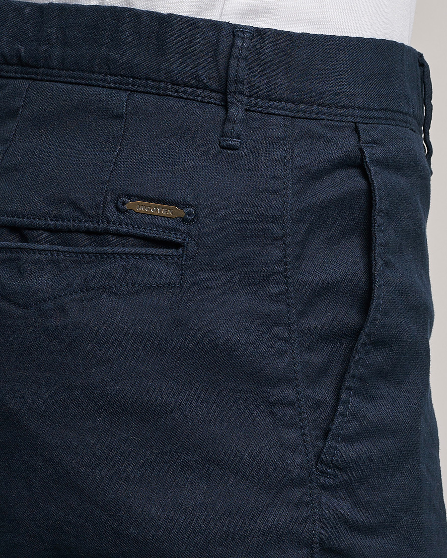 Herr | Byxor | Incotex | Slim Fit Cotton/Linen Slacks Navy