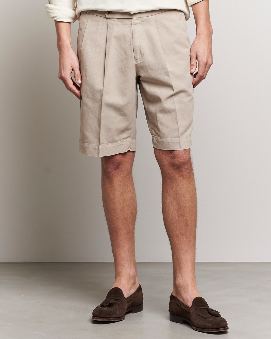 Herr | Shorts | Incotex | Pleated Chinolino Shorts Beige