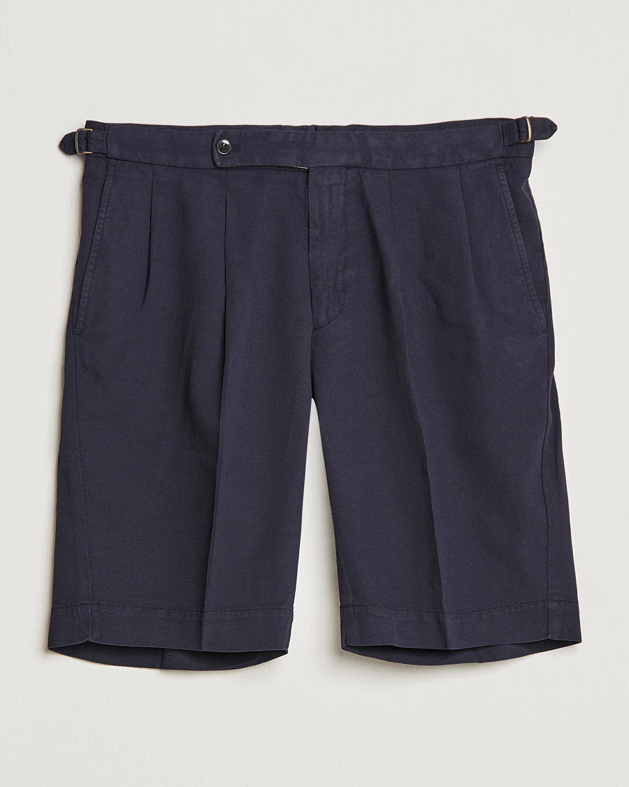 Herr | Shorts | Incotex | Pleated Chinolino Shorts Navy