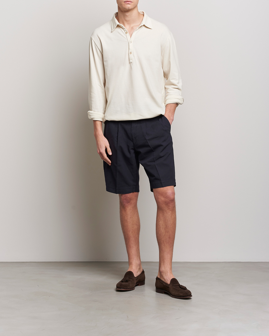 Herr | Shorts | Incotex | Pleated Chinolino Shorts Navy