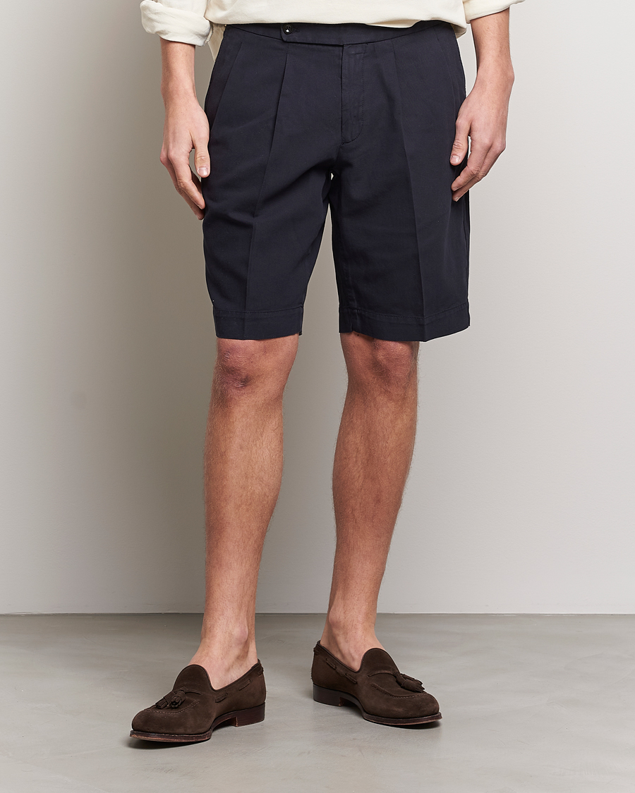 Herr |  | Incotex | Pleated Chinolino Shorts Navy